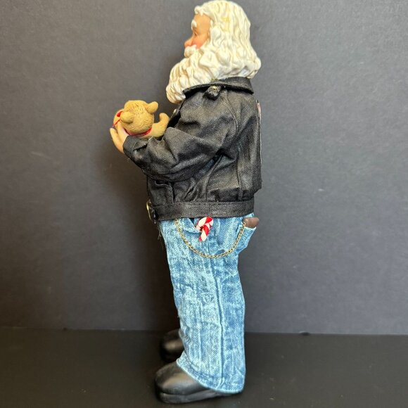 1997 Clothtique Possible Dreams Easy Ridin Santa Figure In Biker Jacket & Jeans - Picture 3 of 16